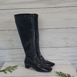 Franco Sarto Black Knee High Patent Boots Womens Size 7